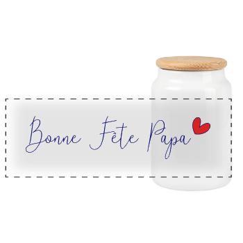 BONNE FÊTE PAPA. PAPA. FÊTE DES PÈRES. BONNE FÊTE - Boîte à biscuits avec couvercle en bois - blanc - Devant