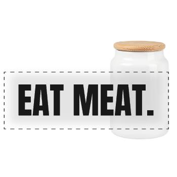 MANGER DE LA VIANDE | Déclaration sur le steak carnivore - Boîte à biscuits avec couvercle en bois - blanc - Devant