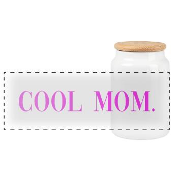 Cool Mom Sayings Gift - Panoramic Cookie Jar with Wooden Lid - white - Front