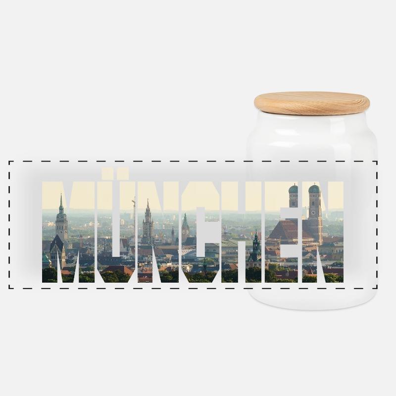 München Panorama - Panorama Keksdose mit Holzdeckel - Weiß