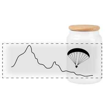 Paraglider über Bergkulisse - Panorama Keksdose mit Holzdeckel - Weiß - Vorne