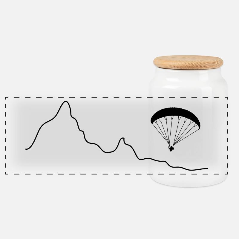 Paraglider über Bergkulisse - Panorama Keksdose mit Holzdeckel - Weiß