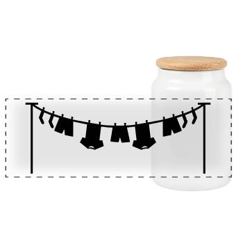 Blanchisserie - Boîte à biscuits avec couvercle en bois - blanc - Devant