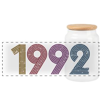 Cool Retro 1992, 30 ans, cadeau de 30e anniversaire - Boîte à biscuits avec couvercle en bois - blanc - Devant