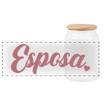 Esposa Cute Wife To Be Bride Couple Wedding Gift - Panoramic Cookie Jar with Wooden Lid - white - Front