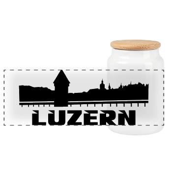 Luzern - Panorama Keksdose mit Holzdeckel - Weiß - Vorne