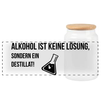 Alkohol ist keine Lösung sondern ein Destillat! - Panorama Keksdose mit Holzdeckel - Weiß - Vorne