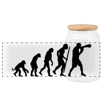 Evolution of Boxing - Panorama Keksdose mit Holzdeckel - Weiß - Vorne