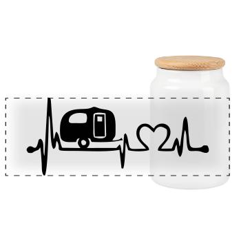mon coeur pour les caravanes - Boîte à biscuits avec couvercle en bois - blanc - Devant