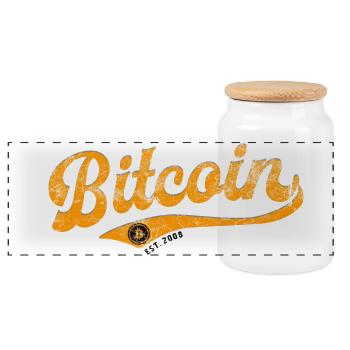 Bitcoin - the future has begun - Est. 2008 - Panoramic Cookie Jar with Wooden Lid - white - Front