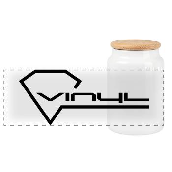 vinyl - Panoramic Cookie Jar with Wooden Lid - white - Front