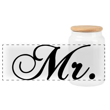 Bride T-Shirt Wedding Gold Calligraphy Gift - Panoramic Cookie Jar with Wooden Lid - white - Front
