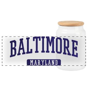 Baltimore Maryland Vintage Arc Print - Panoramic Cookie Jar with Wooden Lid - white - Front