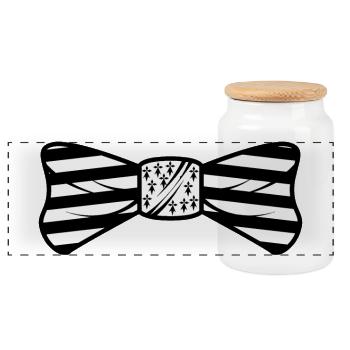 Nœud Papillon Breton Gwenn Ha Du Bretagne - Boîte à biscuits avec couvercle en bois - blanc - Devant