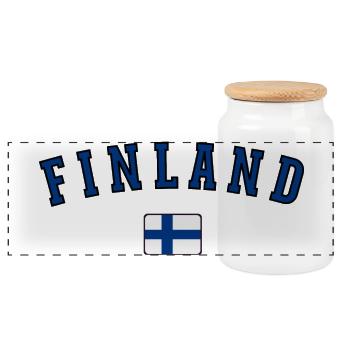 Drapeau de la Finlande, fierté finlandaise - Boîte à biscuits avec couvercle en bois - blanc - Devant
