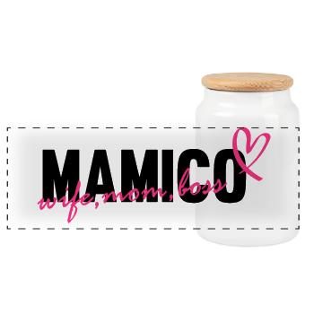 Mamico wife mom - Panorama Keksdose mit Holzdeckel - Weiß - Vorne