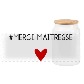 MERCI. MAÎTRESSE. MAÎTRE. MERCI MAÎTRESSE - Boîte à biscuits avec couvercle en bois - blanc - Devant