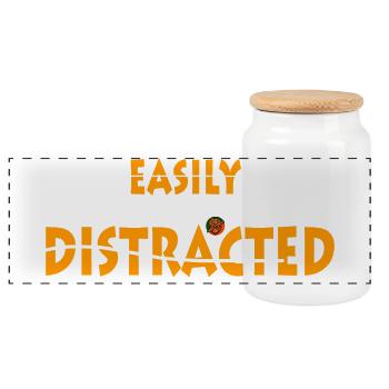 Easily Distracted - Panoramic Cookie Jar with Wooden Lid - white - Front