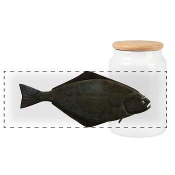 Flétan naturel pour les pêcheurs en Norvège ou en Islande - Boîte à biscuits avec couvercle en bois - blanc - Devant