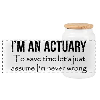 I'm an actuary to save time let's just assume - Panoramic Cookie Jar with Wooden Lid - white - Front