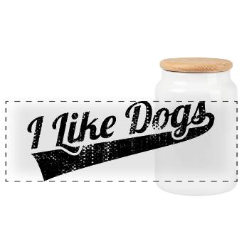Dog Lover Quote - Panoramic Cookie Jar with Wooden Lid - white - Front