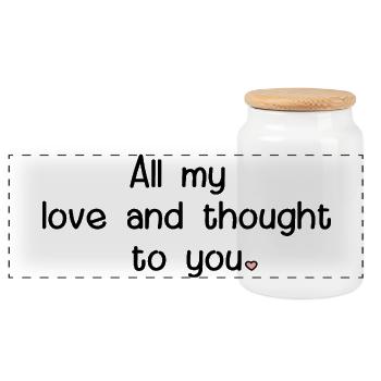 Bereavement Sayings Heart - Panoramic Cookie Jar with Wooden Lid - white - Front