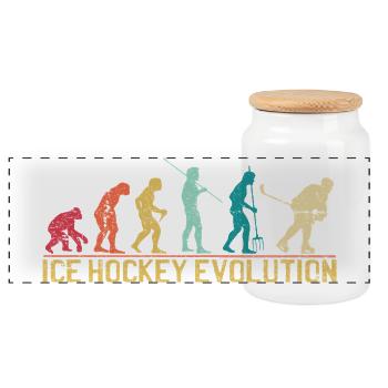 Hockey Evolution Silhouette Design - Panorama Keksdose mit Holzdeckel - Weiß - Vorne