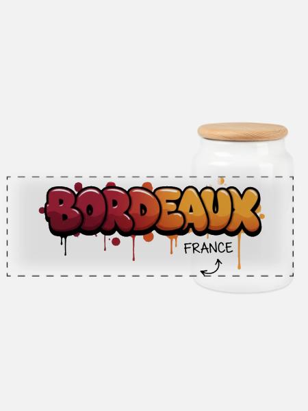 Bordeaux Graffiti Stadtlogo - Panorama Keksdose mit Holzdeckel - Weiß