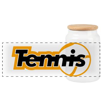 Tennis - Panoramic Cookie Jar with Wooden Lid - white - Front