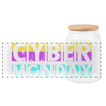 Cyber Monday Kaufrausch - Panorama Keksdose mit Holzdeckel - Weiß - Vorne