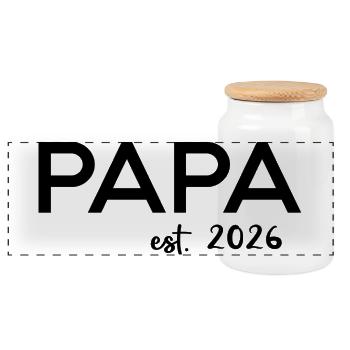 Papa Est. 2026 Père depuis 2026 Futur papa 2026 - Boîte à biscuits avec couvercle en bois - blanc - Devant