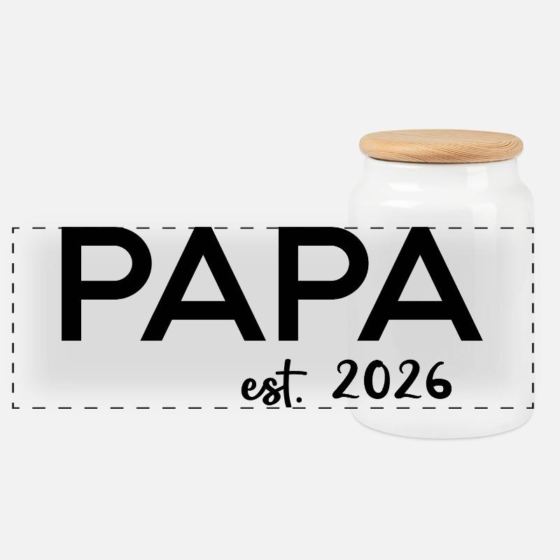 Papa Est. 2026 Vater seit 2026 Werdender Papa 2026 - Panorama Keksdose mit Holzdeckel - Weiß