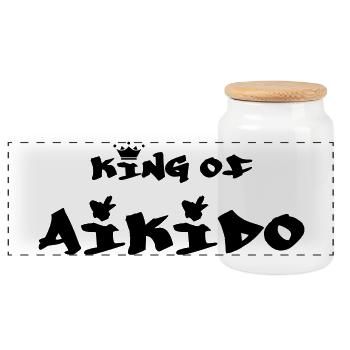 le Roi de l'Aïkido  - Boîte à biscuits avec couvercle en bois - blanc - Devant