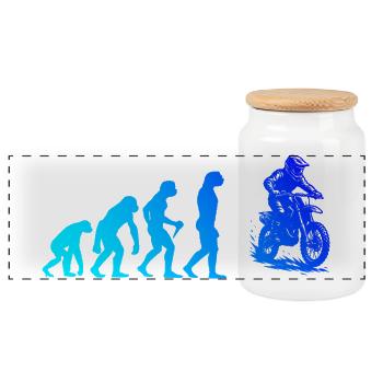 A must-have for real motocross - Panoramic Cookie Jar with Wooden Lid - white - Front