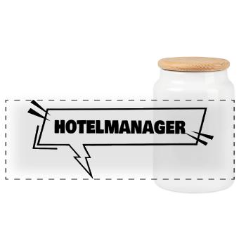 Education Hotel Manager - Panoramic Cookie Jar with Wooden Lid - white - Front