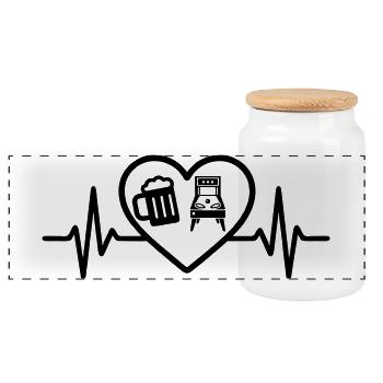 Herz Bier Flipper Humor - Panorama Keksdose mit Holzdeckel - Weiß - Vorne
