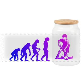 Floorball Illustration für Unihockey - Panorama Keksdose mit Holzdeckel - Weiß - Vorne