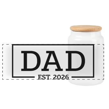 Dad Est. 2026 Shirt – New Dad Gift - Panorama Keksdose mit Holzdeckel - Weiß - Vorne