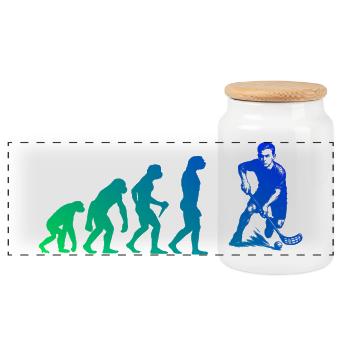 Floorball Love Clear Look for Floorball - Panoramic Cookie Jar with Wooden Lid - white - Front