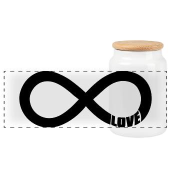 Infinity Love Symbol – Schwarz - Panorama Keksdose mit Holzdeckel - Weiß - Vorne