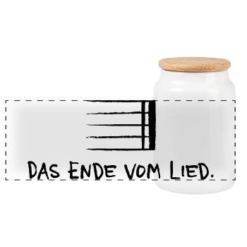 The End of the Song – Music Saying Ambiguous - Panoramic Cookie Jar with Wooden Lid - white - Front