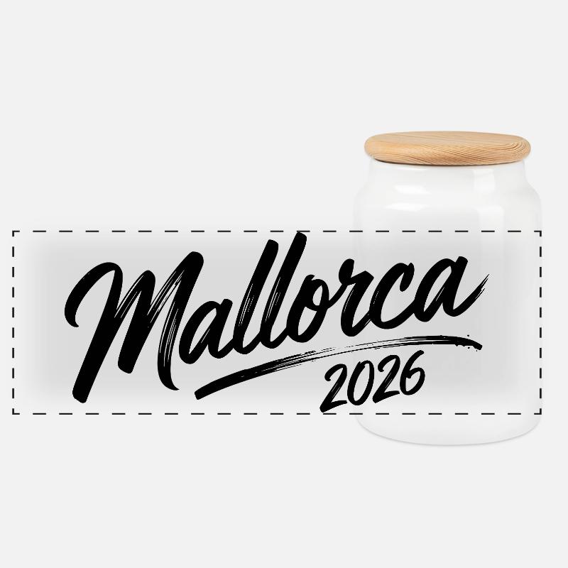 Mallorca 2026 - Panorama Keksdose mit Holzdeckel - Weiß