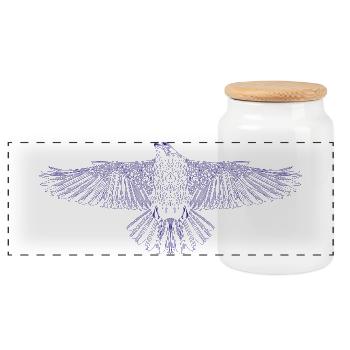Digital Falcon – Art lineline moderne en bleu - Boîte à biscuits avec couvercle en bois - blanc - Devant