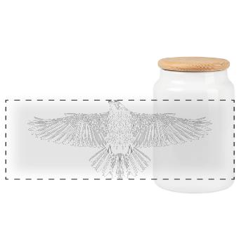 Digital Falcon – Art lineline moderne en gris - Boîte à biscuits avec couvercle en bois - blanc - Devant