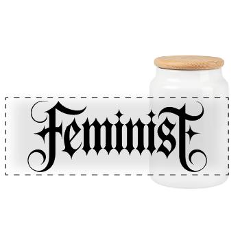 Feminist - Panorama Keksdose mit Holzdeckel - Weiß - Vorne