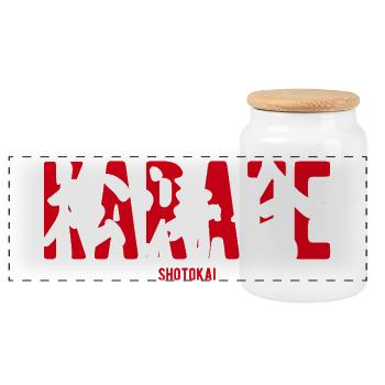 Shotokai Karate Martial Arts Dojo Kanji Japan - Panoramic Cookie Jar with Wooden Lid - white - Front
