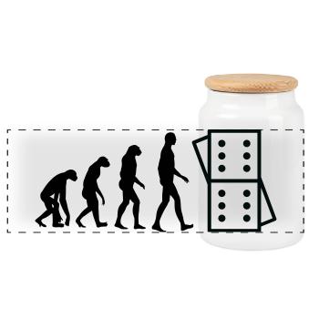 Évolution Domino : De l'Homme au Joueur - Boîte à biscuits avec couvercle en bois - blanc - Devant