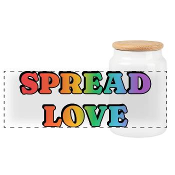 Spread Love Rainbow Bold Typography - Panoramic Cookie Jar with Wooden Lid - white - Front