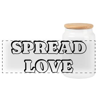 Spread Love  - Panoramic Cookie Jar with Wooden Lid - white - Front