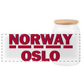 Norwegen Oslo Retro-Emblem - Panorama Keksdose mit Holzdeckel - Weiß - Vorne